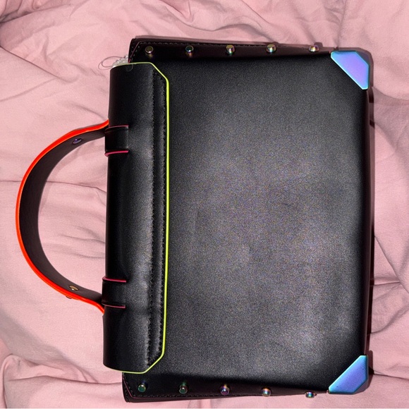 Michael Kors- Black Handbag with Neon Accents - Picture 2 of 5